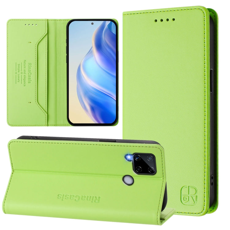 RC01 Dual-Folded Magnetic Suction RFID Leather Phone Case, For Realme C20 / C11 2021 / C21, For Realme C21Y, For Realme C25 / C15 / C12 / C25s, For Realme 8 4G / 8 Pro 4G