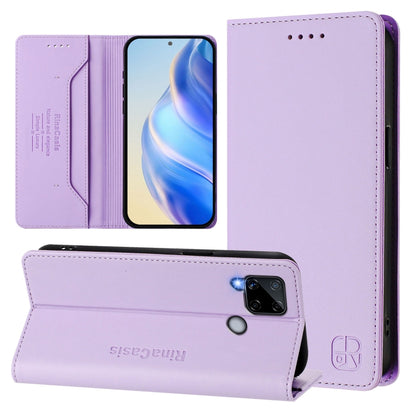 RC01 Dual-Folded Magnetic Suction RFID Leather Phone Case, For Realme C20 / C11 2021 / C21, For Realme C21Y, For Realme C25 / C15 / C12 / C25s, For Realme 8 4G / 8 Pro 4G