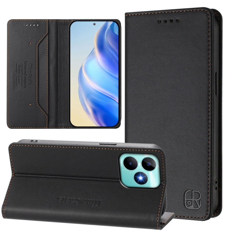 RC01 Dual-Folded Magnetic Suction RFID Leather Phone Case, For Realme P1 Pro, For Realme 12+ 5G / Narzo 70 Pro 5G India, For Realme 12 5G Global, For Realme Note 50 4G / C51 4G / C53 4G, For Realme C67 4G Global, For Realme 11 4G Global                ...