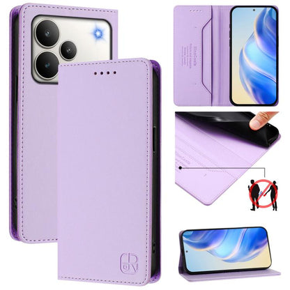 RC01 Dual-Folded Magnetic Suction RFID Leather Phone Case, For Realme P4x / OnePlus CE6 Lite, For Realme 16T 5G, For Realme P4 Power 5G, For Realme Note 80 4G Global, For Realme 16 5G Global, For Realme 16 Pro+ 5G Global, For Realme 16 Pro 5G Global   ...