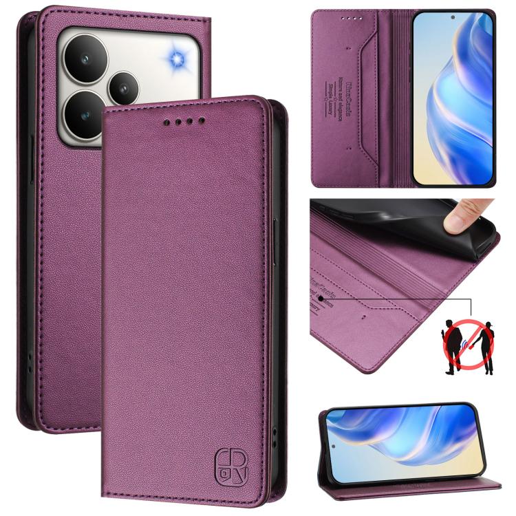 RC01 Dual-Folded Magnetic Suction RFID Leather Phone Case, For Realme P4x / OnePlus CE6 Lite, For Realme 16T 5G, For Realme P4 Power 5G, For Realme Note 80 4G Global, For Realme 16 5G Global, For Realme 16 Pro+ 5G Global, For Realme 16 Pro 5G Global   ...