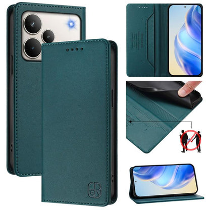 RC01 Dual-Folded Magnetic Suction RFID Leather Phone Case, For Realme P4x / OnePlus CE6 Lite, For Realme 16T 5G, For Realme P4 Power 5G, For Realme Note 80 4G Global, For Realme 16 5G Global, For Realme 16 Pro+ 5G Global, For Realme 16 Pro 5G Global   ...