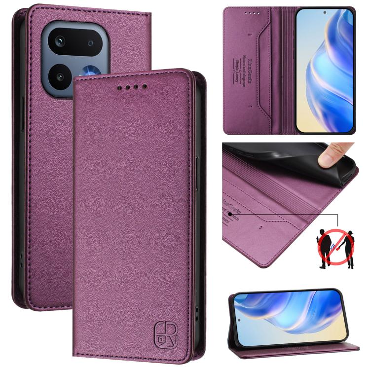 RC01 Dual-Folded Magnetic Suction RFID Leather Phone Case, For Realme P4x / OnePlus CE6 Lite, For Realme 16T 5G, For Realme P4 Power 5G, For Realme Note 80 4G Global, For Realme 16 5G Global, For Realme 16 Pro+ 5G Global, For Realme 16 Pro 5G Global   ...