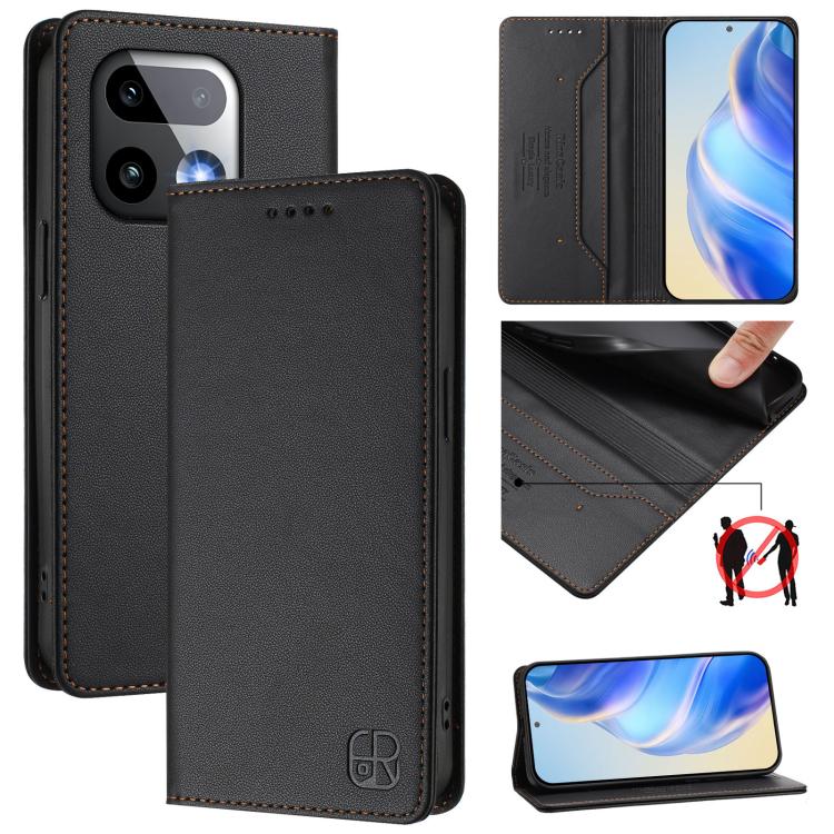 RC01 Dual-Folded Magnetic Suction RFID Leather Phone Case, For Realme P4x / OnePlus CE6 Lite, For Realme 16T 5G, For Realme P4 Power 5G, For Realme Note 80 4G Global, For Realme 16 5G Global, For Realme 16 Pro+ 5G Global, For Realme 16 Pro 5G Global   ...