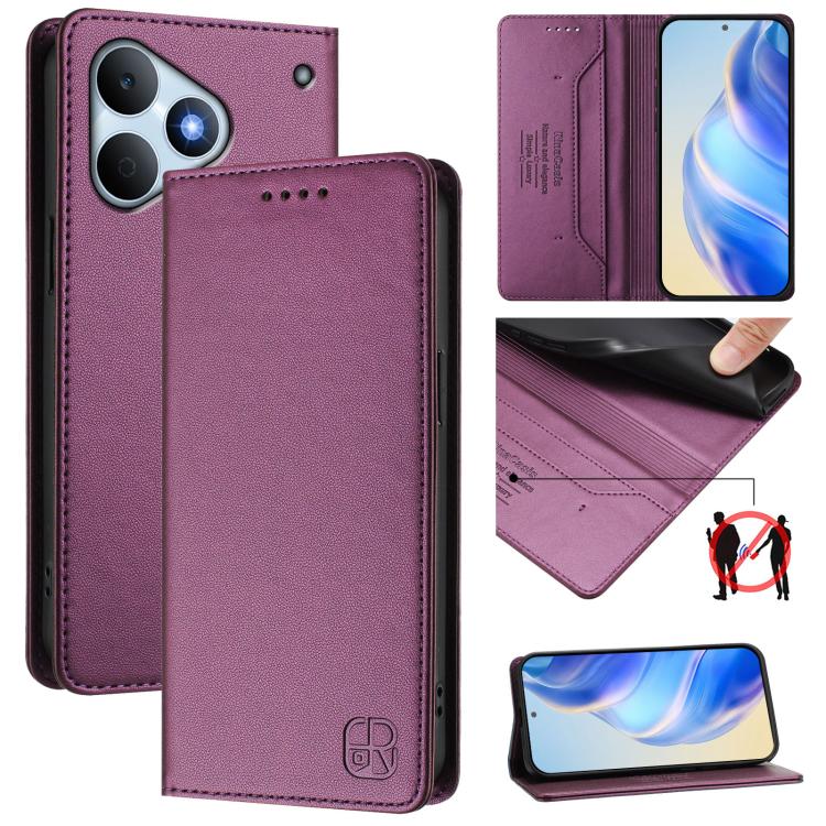 RC01 Dual-Folded Magnetic Suction RFID Leather Phone Case, For Realme P4x / OnePlus CE6 Lite, For Realme 16T 5G, For Realme P4 Power 5G, For Realme Note 80 4G Global, For Realme 16 5G Global, For Realme 16 Pro+ 5G Global, For Realme 16 Pro 5G Global   ...
