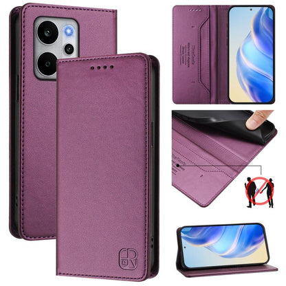RC01 Dual-Folded Magnetic Suction RFID Leather Phone Case, For Realme P4x / OnePlus CE6 Lite, For Realme 16T 5G, For Realme P4 Power 5G, For Realme Note 80 4G Global, For Realme 16 5G Global, For Realme 16 Pro+ 5G Global, For Realme 16 Pro 5G Global   ...