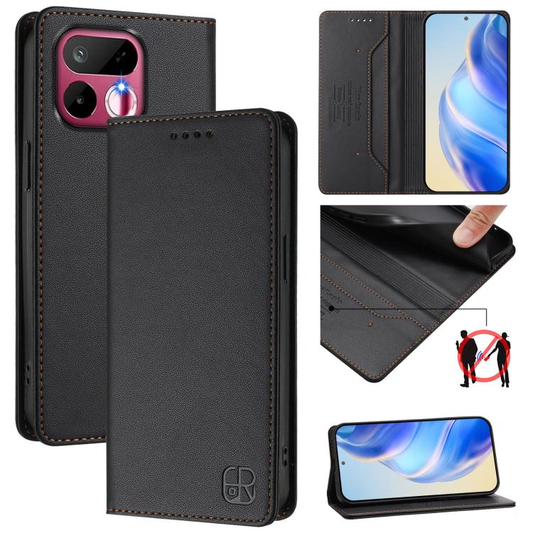 RC01 Dual-Folded Magnetic Suction RFID Leather Phone Case, For Realme P4x / OnePlus CE6 Lite, For Realme 16T 5G, For Realme P4 Power 5G, For Realme Note 80 4G Global, For Realme 16 5G Global, For Realme 16 Pro+ 5G Global, For Realme 16 Pro 5G Global   ...