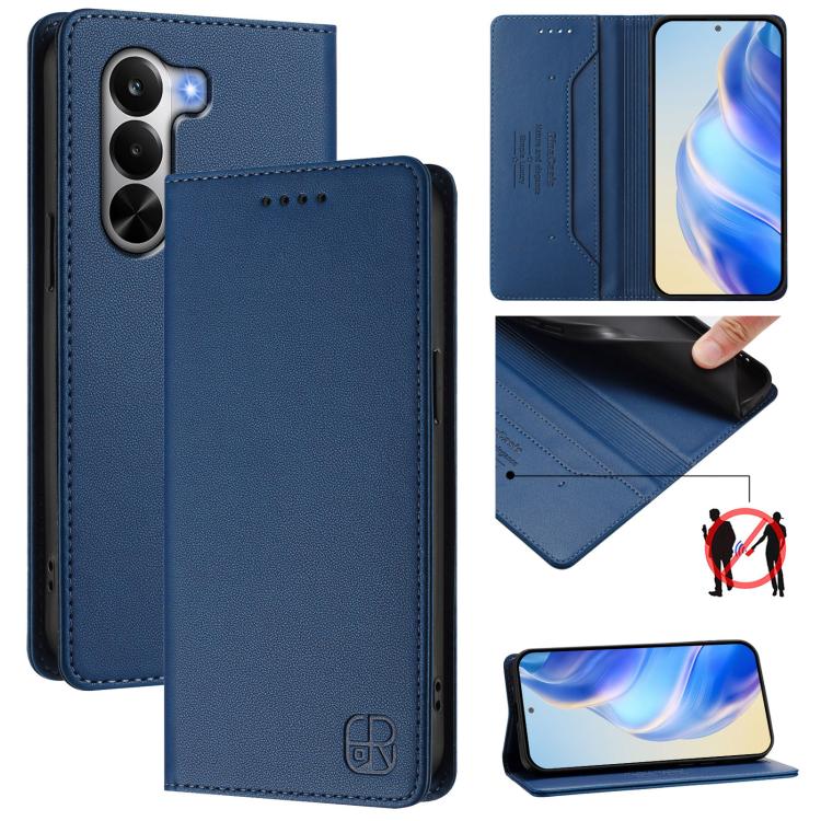 RC01 Dual-Folded Magnetic Suction RFID Leather Phone Case, For Realme P4x / OnePlus CE6 Lite, For Realme 16T 5G, For Realme P4 Power 5G, For Realme Note 80 4G Global, For Realme 16 5G Global, For Realme 16 Pro+ 5G Global, For Realme 16 Pro 5G Global   ...