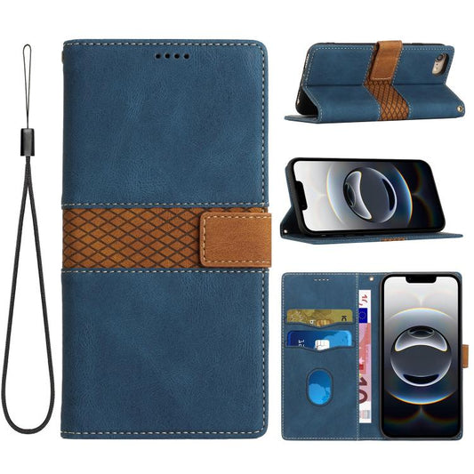 Grid Stitching Leather Phone Case with Lanyard, For iPhone 17e / 16e, For iPhone 17 Pro Max, For iPhone 17 Pro, For iPhone 17, For iPhone Air, For iPhone 16 Pro Max, For iPhone 16 Pro, For iPhone 16 Plus, For iPhone 16, For iPhone 15 Pro Max           ...