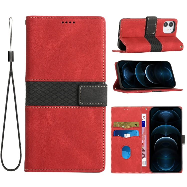 Grid Stitching Leather Phone Case with Lanyard, For iPhone 12 mini, For iPhone 11 Pro Max, For iPhone 11, For iPhone 11 Pro, For iPhone XS / X, For iPhone XR, For iPhone XS Max, For iPhone 8 Plus / 7 Plus