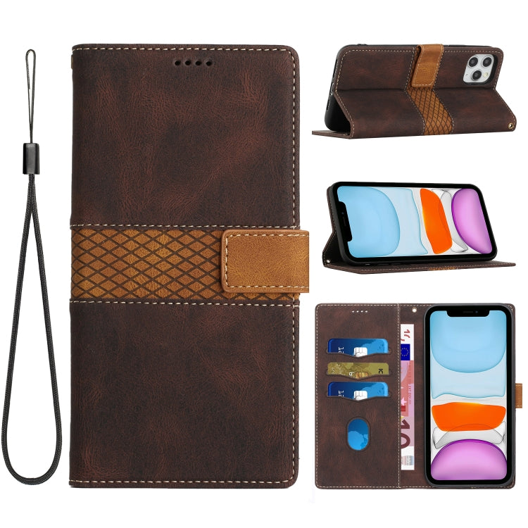 Grid Stitching Leather Phone Case with Lanyard, For iPhone 12 mini, For iPhone 11 Pro Max, For iPhone 11, For iPhone 11 Pro, For iPhone XS / X, For iPhone XR, For iPhone XS Max, For iPhone 8 Plus / 7 Plus
