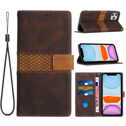 Grid Stitching Leather Phone Case with Lanyard, For iPhone 12 mini, For iPhone 11 Pro Max, For iPhone 11, For iPhone 11 Pro, For iPhone XS / X, For iPhone XR, For iPhone XS Max, For iPhone 8 Plus / 7 Plus