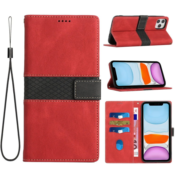 Grid Stitching Leather Phone Case with Lanyard, For iPhone 12 mini, For iPhone 11 Pro Max, For iPhone 11, For iPhone 11 Pro, For iPhone XS / X, For iPhone XR, For iPhone XS Max, For iPhone 8 Plus / 7 Plus