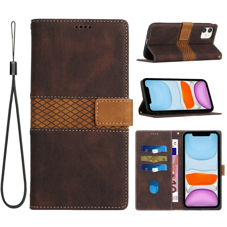 Grid Stitching Leather Phone Case with Lanyard, For iPhone 12 mini, For iPhone 11 Pro Max, For iPhone 11, For iPhone 11 Pro, For iPhone XS / X, For iPhone XR, For iPhone XS Max, For iPhone 8 Plus / 7 Plus