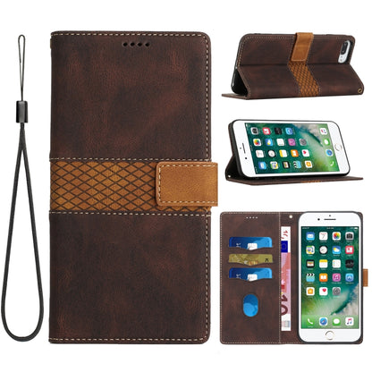 Grid Stitching Leather Phone Case with Lanyard, For iPhone 12 mini, For iPhone 11 Pro Max, For iPhone 11, For iPhone 11 Pro, For iPhone XS / X, For iPhone XR, For iPhone XS Max, For iPhone 8 Plus / 7 Plus