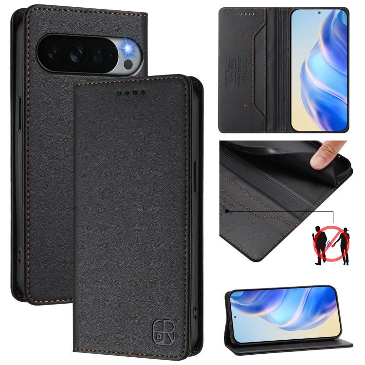 RC01 Dual-Folded Magnetic Suction RFID Leather Phone Case, For Google Pixel 11 Pro XL, For Google Pixel 11 / 11 Pro, For Google Pixel 10 Pro XL, For Google Pixel 10 / 10 Pro 5G Global, For Google Pixel 9a, For Google Pixel 9 Pro XL                     ...