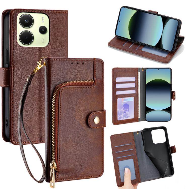 Zipper Bag Leather Phone Case, For Redmi A7 Pro 171mm / Poco C85x 5G, For Redmi Turbo 5 Max 5G / Poco X8 Pro Max 5G, For Redmi Turbo 5 5G / Poco X8 Pro 5G, For Redmi K90 Pro Max 5G / Poco F8 Ultra, For Redmi Note 15 Pro 4G Global 163.2mm               ...