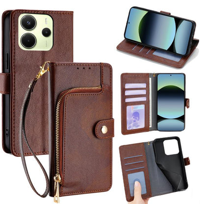 Zipper Bag Leather Phone Case, For Redmi A7 Pro 171mm / Poco C85x 5G, For Redmi Turbo 5 Max 5G / Poco X8 Pro Max 5G, For Redmi Turbo 5 5G / Poco X8 Pro 5G, For Redmi K90 Pro Max 5G / Poco F8 Ultra, For Redmi Note 15 Pro 4G Global 163.2mm               ...