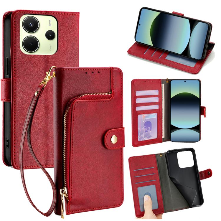 Zipper Bag Leather Phone Case, For Redmi A7 Pro 171mm / Poco C85x 5G, For Redmi Turbo 5 Max 5G / Poco X8 Pro Max 5G, For Redmi Turbo 5 5G / Poco X8 Pro 5G, For Redmi K90 Pro Max 5G / Poco F8 Ultra, For Redmi Note 15 Pro 4G Global 163.2mm               ...