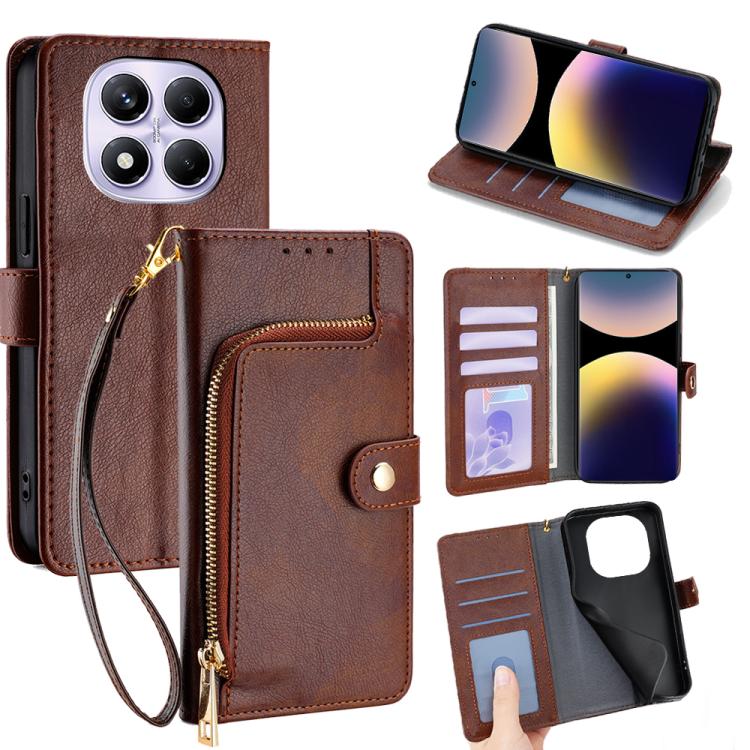 Zipper Bag Leather Phone Case, For Redmi A7 Pro 171mm / Poco C85x 5G, For Redmi Turbo 5 Max 5G / Poco X8 Pro Max 5G, For Redmi Turbo 5 5G / Poco X8 Pro 5G, For Redmi K90 Pro Max 5G / Poco F8 Ultra, For Redmi Note 15 Pro 4G Global 163.2mm               ...
