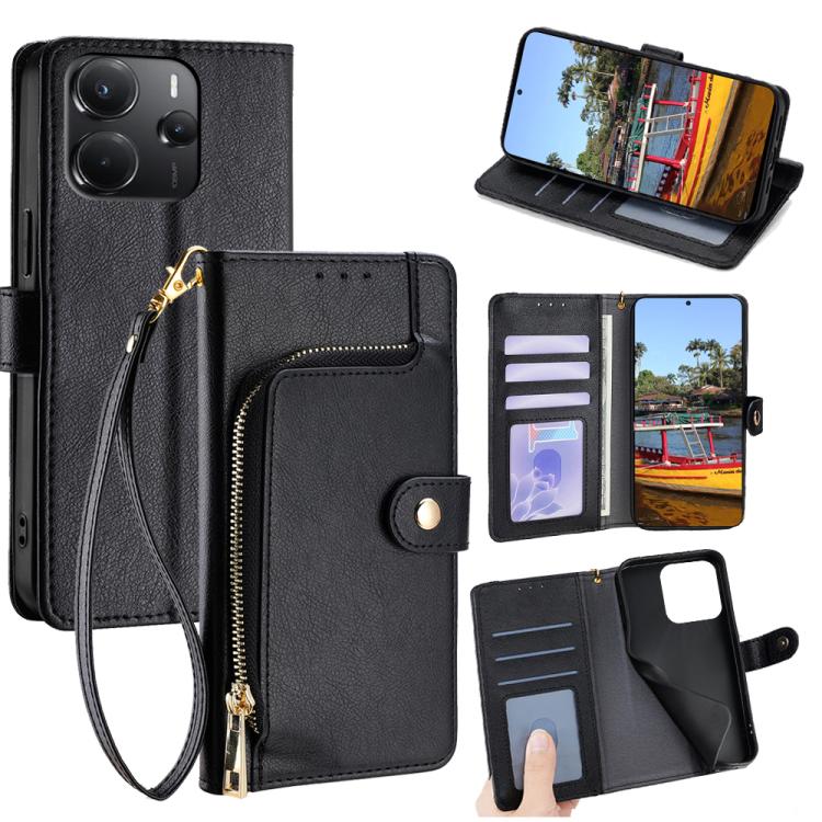 Zipper Bag Leather Phone Case, For Redmi A7 Pro 171mm / Poco C85x 5G, For Redmi Turbo 5 Max 5G / Poco X8 Pro Max 5G, For Redmi Turbo 5 5G / Poco X8 Pro 5G, For Redmi K90 Pro Max 5G / Poco F8 Ultra, For Redmi Note 15 Pro 4G Global 163.2mm               ...