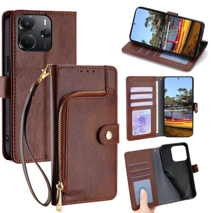 Zipper Bag Leather Phone Case, For Redmi A7 Pro 171mm / Poco C85x 5G, For Redmi Turbo 5 Max 5G / Poco X8 Pro Max 5G, For Redmi Turbo 5 5G / Poco X8 Pro 5G, For Redmi K90 Pro Max 5G / Poco F8 Ultra, For Redmi Note 15 Pro 4G Global 163.2mm               ...