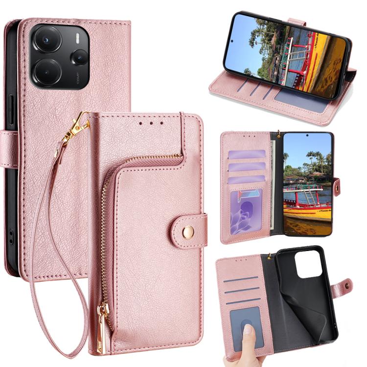 Zipper Bag Leather Phone Case, For Redmi A7 Pro 171mm / Poco C85x 5G, For Redmi Turbo 5 Max 5G / Poco X8 Pro Max 5G, For Redmi Turbo 5 5G / Poco X8 Pro 5G, For Redmi K90 Pro Max 5G / Poco F8 Ultra, For Redmi Note 15 Pro 4G Global 163.2mm               ...