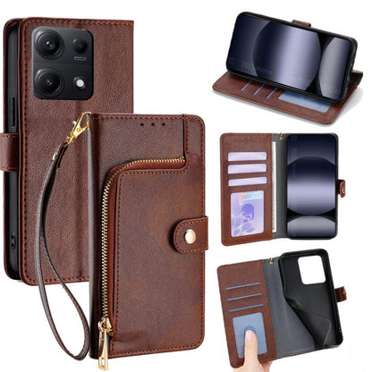 Zipper Bag Leather Phone Case, For Redmi A7 Pro 171mm / Poco C85x 5G, For Redmi Turbo 5 Max 5G / Poco X8 Pro Max 5G, For Redmi Turbo 5 5G / Poco X8 Pro 5G, For Redmi K90 Pro Max 5G / Poco F8 Ultra, For Redmi Note 15 Pro 4G Global 163.2mm               ...