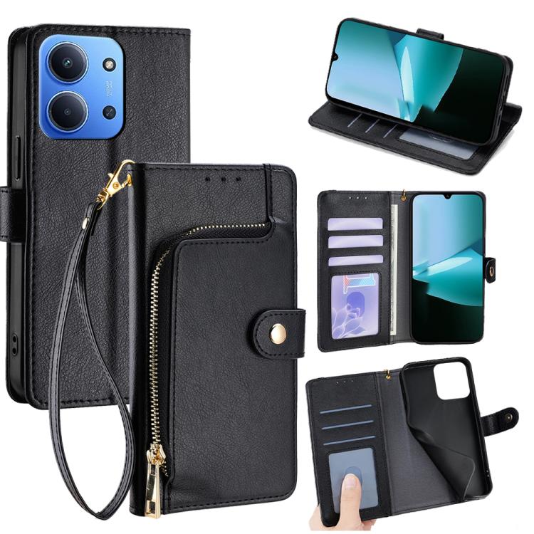Zipper Bag Leather Phone Case, For Redmi A7 Pro 171mm / Poco C85x 5G, For Redmi Turbo 5 Max 5G / Poco X8 Pro Max 5G, For Redmi Turbo 5 5G / Poco X8 Pro 5G, For Redmi K90 Pro Max 5G / Poco F8 Ultra, For Redmi Note 15 Pro 4G Global 163.2mm               ...