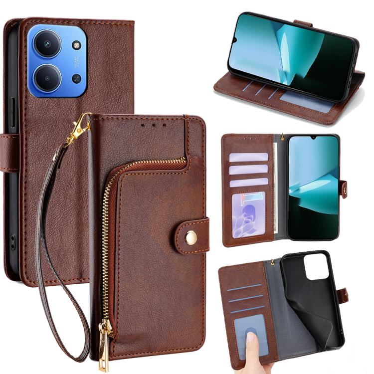 Zipper Bag Leather Phone Case, For Redmi A7 Pro 171mm / Poco C85x 5G, For Redmi Turbo 5 Max 5G / Poco X8 Pro Max 5G, For Redmi Turbo 5 5G / Poco X8 Pro 5G, For Redmi K90 Pro Max 5G / Poco F8 Ultra, For Redmi Note 15 Pro 4G Global 163.2mm               ...