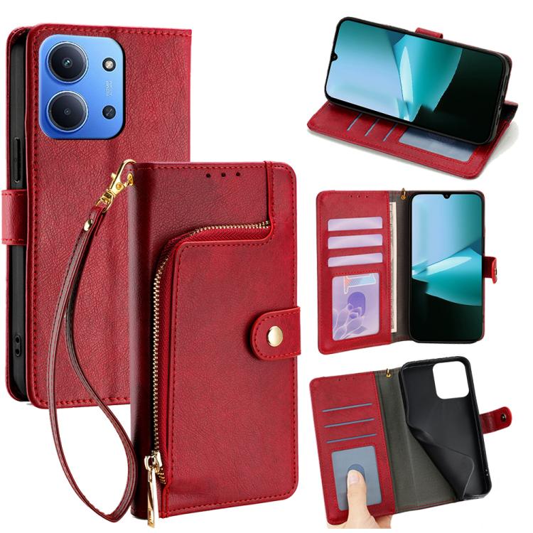 Zipper Bag Leather Phone Case, For Redmi A7 Pro 171mm / Poco C85x 5G, For Redmi Turbo 5 Max 5G / Poco X8 Pro Max 5G, For Redmi Turbo 5 5G / Poco X8 Pro 5G, For Redmi K90 Pro Max 5G / Poco F8 Ultra, For Redmi Note 15 Pro 4G Global 163.2mm               ...