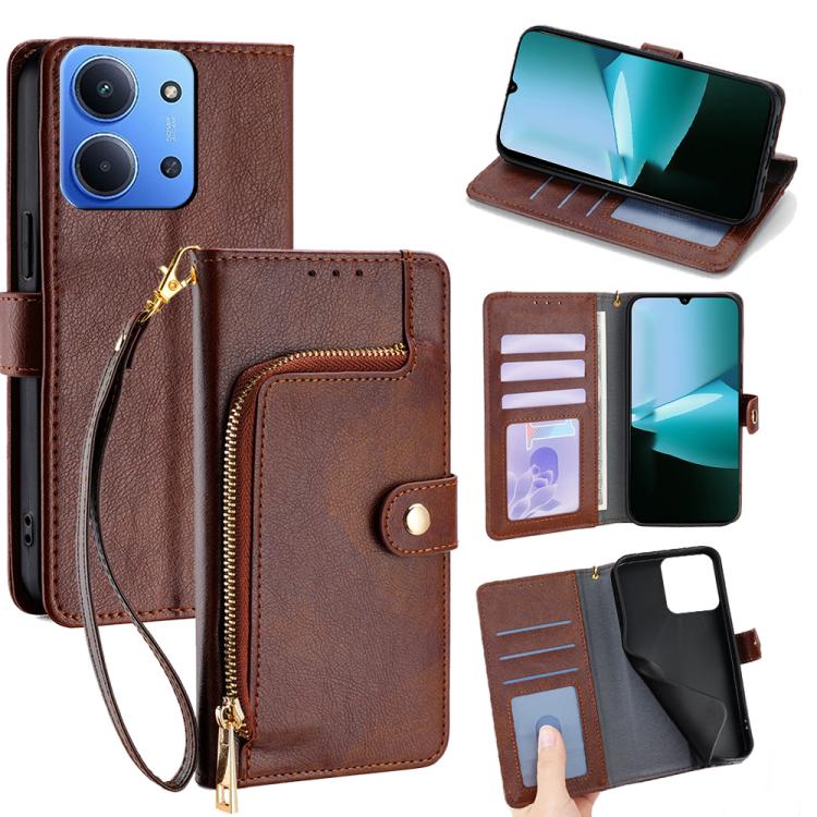Zipper Bag Leather Phone Case, For Redmi A7 Pro 171mm / Poco C85x 5G, For Redmi Turbo 5 Max 5G / Poco X8 Pro Max 5G, For Redmi Turbo 5 5G / Poco X8 Pro 5G, For Redmi K90 Pro Max 5G / Poco F8 Ultra, For Redmi Note 15 Pro 4G Global 163.2mm               ...