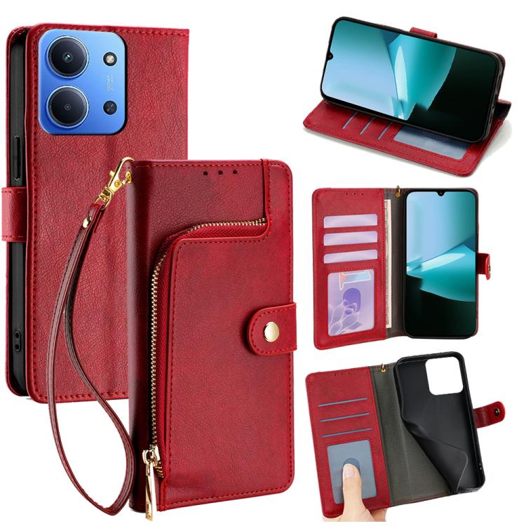 Zipper Bag Leather Phone Case, For Redmi A7 Pro 171mm / Poco C85x 5G, For Redmi Turbo 5 Max 5G / Poco X8 Pro Max 5G, For Redmi Turbo 5 5G / Poco X8 Pro 5G, For Redmi K90 Pro Max 5G / Poco F8 Ultra, For Redmi Note 15 Pro 4G Global 163.2mm               ...