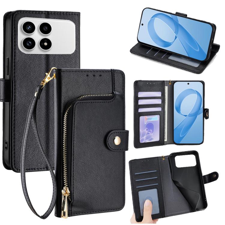 Zipper Bag Leather Phone Case, For Redmi A7 Pro 171mm / Poco C85x 5G, For Redmi Turbo 5 Max 5G / Poco X8 Pro Max 5G, For Redmi Turbo 5 5G / Poco X8 Pro 5G, For Redmi K90 Pro Max 5G / Poco F8 Ultra, For Redmi Note 15 Pro 4G Global 163.2mm               ...