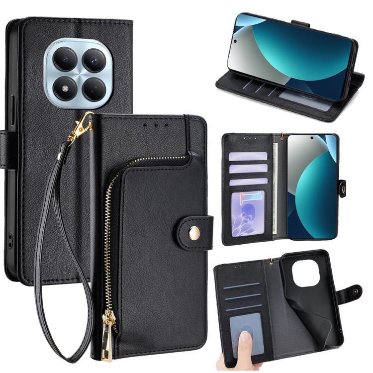 Zipper Bag Leather Phone Case, For Redmi A7 Pro 171mm / Poco C85x 5G, For Redmi Turbo 5 Max 5G / Poco X8 Pro Max 5G, For Redmi Turbo 5 5G / Poco X8 Pro 5G, For Redmi K90 Pro Max 5G / Poco F8 Ultra, For Redmi Note 15 Pro 4G Global 163.2mm               ...