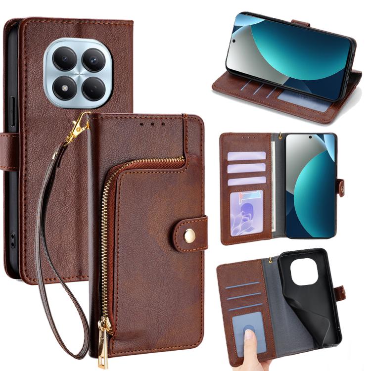 Zipper Bag Leather Phone Case, For Redmi A7 Pro 171mm / Poco C85x 5G, For Redmi Turbo 5 Max 5G / Poco X8 Pro Max 5G, For Redmi Turbo 5 5G / Poco X8 Pro 5G, For Redmi K90 Pro Max 5G / Poco F8 Ultra, For Redmi Note 15 Pro 4G Global 163.2mm               ...