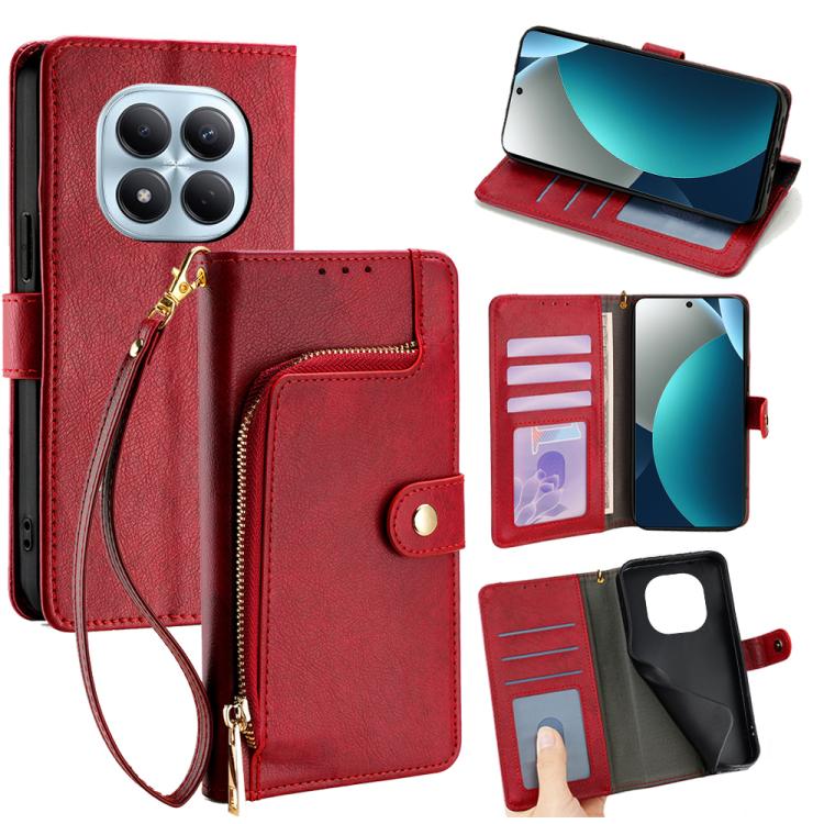 Zipper Bag Leather Phone Case, For Redmi A7 Pro 171mm / Poco C85x 5G, For Redmi Turbo 5 Max 5G / Poco X8 Pro Max 5G, For Redmi Turbo 5 5G / Poco X8 Pro 5G, For Redmi K90 Pro Max 5G / Poco F8 Ultra, For Redmi Note 15 Pro 4G Global 163.2mm               ...