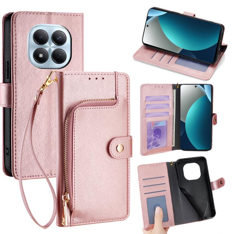 Zipper Bag Leather Phone Case, For Redmi A7 Pro 171mm / Poco C85x 5G, For Redmi Turbo 5 Max 5G / Poco X8 Pro Max 5G, For Redmi Turbo 5 5G / Poco X8 Pro 5G, For Redmi K90 Pro Max 5G / Poco F8 Ultra, For Redmi Note 15 Pro 4G Global 163.2mm               ...
