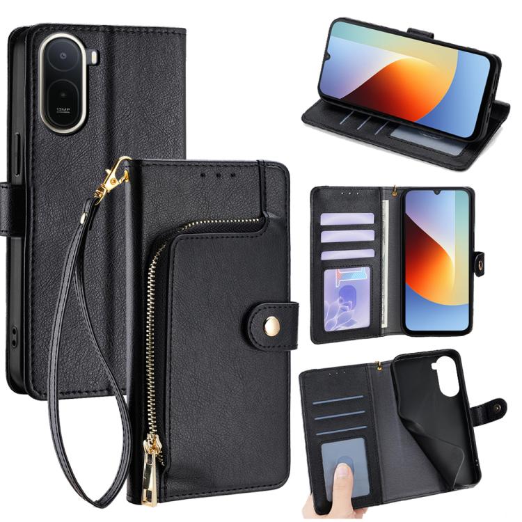 Zipper Bag Leather Phone Case, For Redmi A7 Pro 171mm / Poco C85x 5G, For Redmi Turbo 5 Max 5G / Poco X8 Pro Max 5G, For Redmi Turbo 5 5G / Poco X8 Pro 5G, For Redmi K90 Pro Max 5G / Poco F8 Ultra, For Redmi Note 15 Pro 4G Global 163.2mm               ...