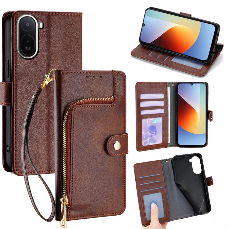 Zipper Bag Leather Phone Case, For Redmi A7 Pro 171mm / Poco C85x 5G, For Redmi Turbo 5 Max 5G / Poco X8 Pro Max 5G, For Redmi Turbo 5 5G / Poco X8 Pro 5G, For Redmi K90 Pro Max 5G / Poco F8 Ultra, For Redmi Note 15 Pro 4G Global 163.2mm               ...
