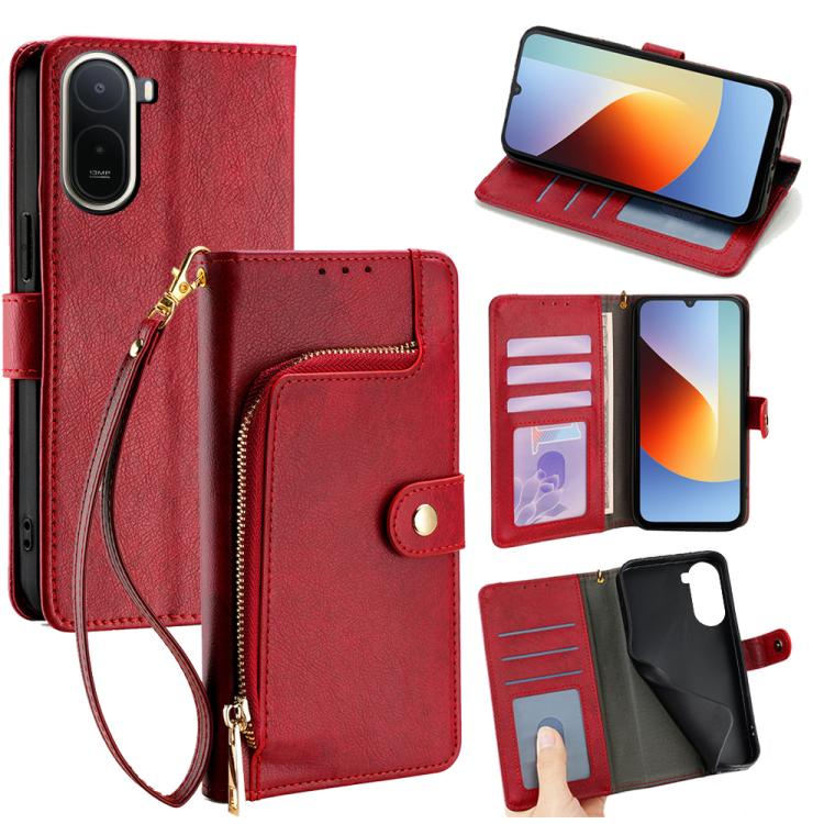 Zipper Bag Leather Phone Case, For Redmi A7 Pro 171mm / Poco C85x 5G, For Redmi Turbo 5 Max 5G / Poco X8 Pro Max 5G, For Redmi Turbo 5 5G / Poco X8 Pro 5G, For Redmi K90 Pro Max 5G / Poco F8 Ultra, For Redmi Note 15 Pro 4G Global 163.2mm               ...
