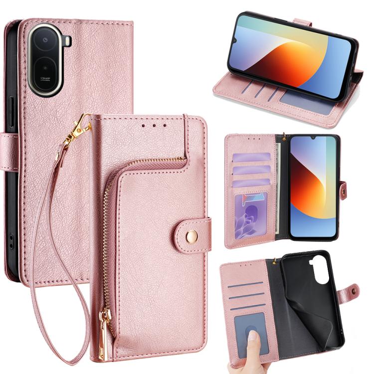 Zipper Bag Leather Phone Case, For Redmi A7 Pro 171mm / Poco C85x 5G, For Redmi Turbo 5 Max 5G / Poco X8 Pro Max 5G, For Redmi Turbo 5 5G / Poco X8 Pro 5G, For Redmi K90 Pro Max 5G / Poco F8 Ultra, For Redmi Note 15 Pro 4G Global 163.2mm               ...