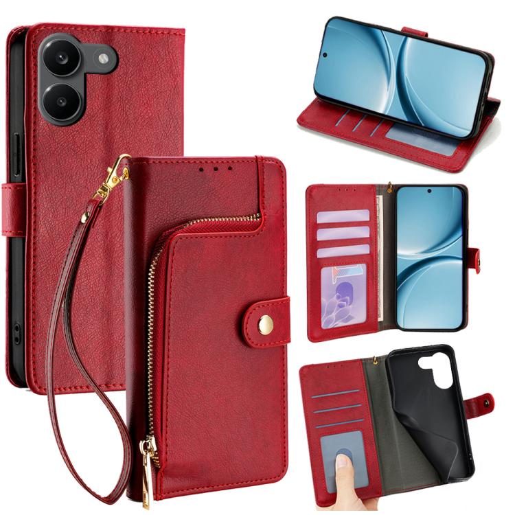 Zipper Bag Leather Phone Case, For Redmi A7 Pro 171mm / Poco C85x 5G, For Redmi Turbo 5 Max 5G / Poco X8 Pro Max 5G, For Redmi Turbo 5 5G / Poco X8 Pro 5G, For Redmi K90 Pro Max 5G / Poco F8 Ultra, For Redmi Note 15 Pro 4G Global 163.2mm               ...