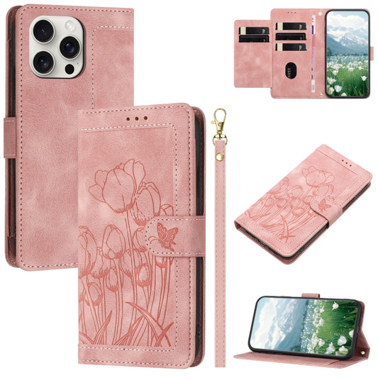 Tulips Embossed Leather Phone Case with Lanyard, For iPhone 14 Pro Max, For iPhone SE 2022 / 2020, For iPhone 13 Pro Max, For iPhone 13 Pro, For iPhone 13, For iPhone 13 mini, For iPhone 12 / 12 Pro, For iPhone 12 Pro Max, For iPhone 12 mini           ...
