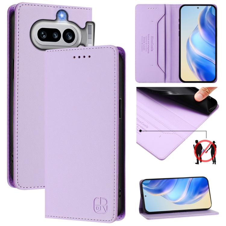 RC01 Dual-Folded Magnetic Suction RFID Leather Phone Case, For Nothing Phone 4a Pro, For Nothing Phone 4a, For Nothing CMF Phone 1, For Nothing Phone 2a