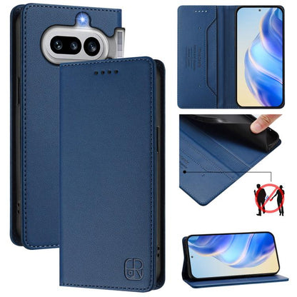 RC01 Dual-Folded Magnetic Suction RFID Leather Phone Case, For Nothing Phone 4a Pro, For Nothing Phone 4a, For Nothing CMF Phone 1, For Nothing Phone 2a