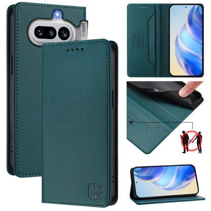 RC01 Dual-Folded Magnetic Suction RFID Leather Phone Case, For Nothing Phone 4a Pro, For Nothing Phone 4a, For Nothing CMF Phone 1, For Nothing Phone 2a