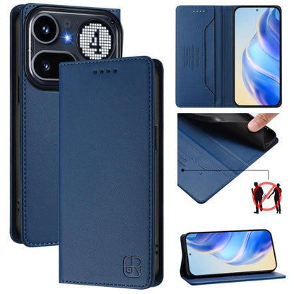 RC01 Dual-Folded Magnetic Suction RFID Leather Phone Case, For Nothing Phone 4a Pro, For Nothing Phone 4a, For Nothing CMF Phone 1, For Nothing Phone 2a
