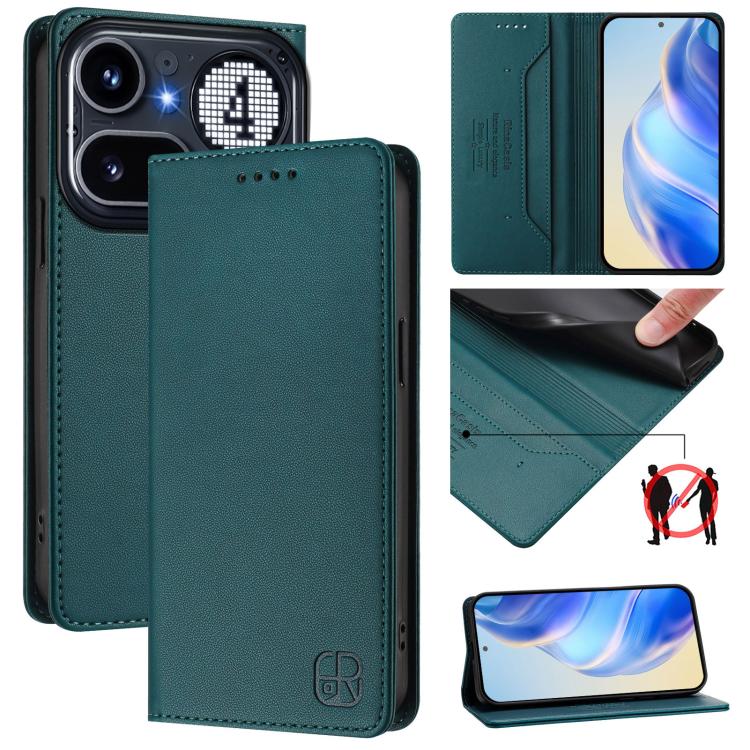 RC01 Dual-Folded Magnetic Suction RFID Leather Phone Case, For Nothing Phone 4a Pro, For Nothing Phone 4a, For Nothing CMF Phone 1, For Nothing Phone 2a
