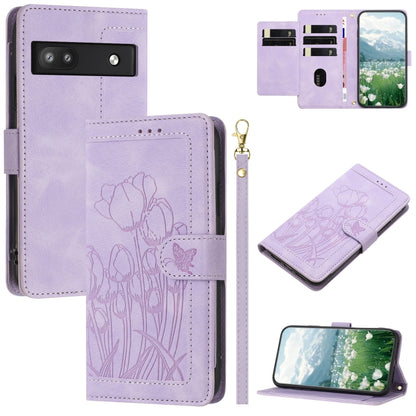 Tulips Embossed Leather Phone Case with Lanyard, For Google Pixel 11 Pro XL, For Google Pixel 11 / 11 Pro, For Google Pixel 10a, For Google Pixel 10 Pro XL, For Google Pixel 10, For Google Pixel 9a, For Google Pixel 9 Pro XL, For Google Pixel 9 / 9 Pro...